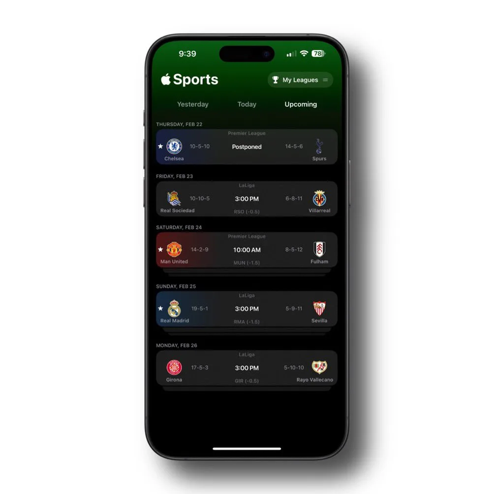 Apple Sports: la nueva app de Apple para seguimiento deportivo en directo